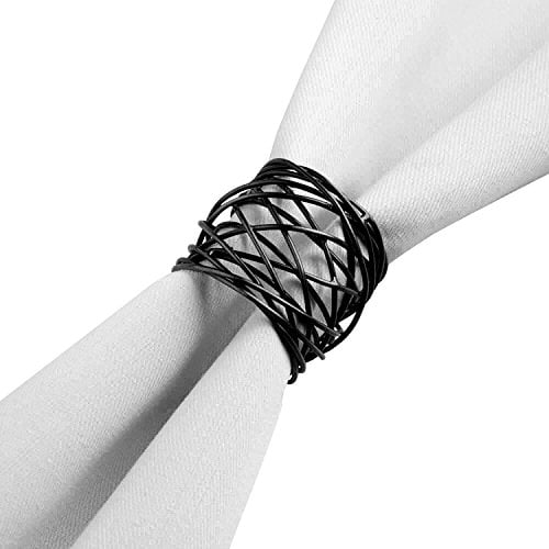 Set of 6 ITOS365 Handmade Round Mesh Napkin Rings Holder for Dinning Table Parties Everyday